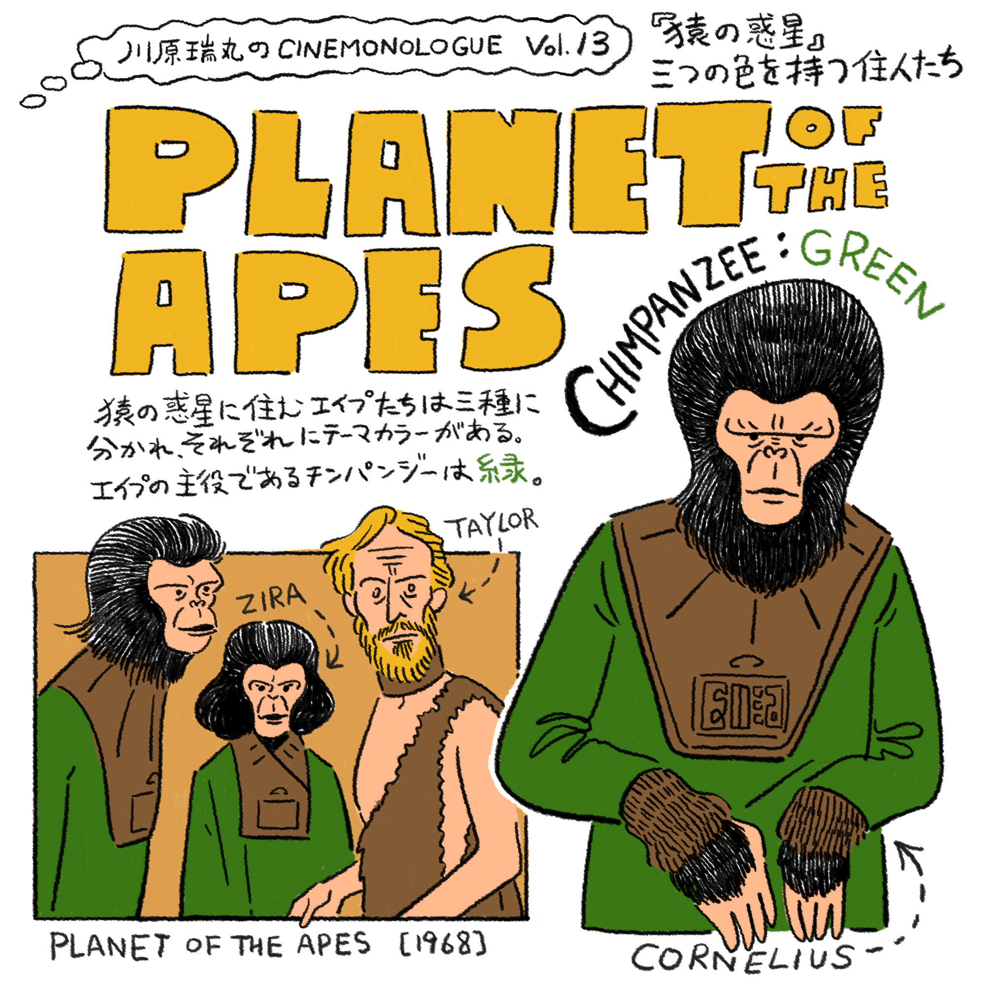 『猿の惑星』三つの色を持つ住人たち【川原瑞丸のCINEMONOLOGUE Vol.13】