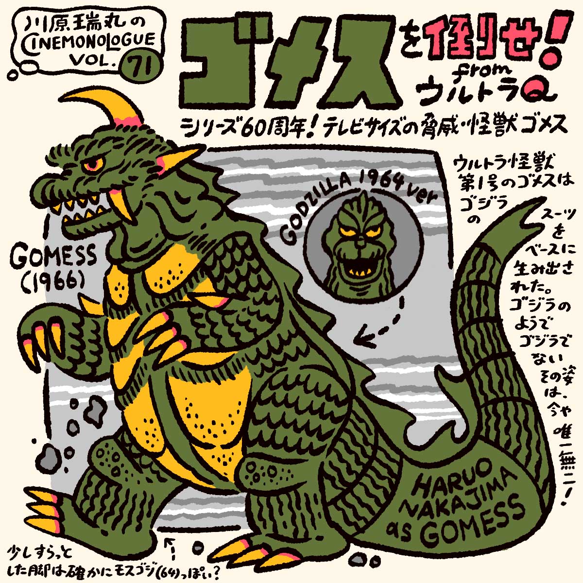 シリーズ60周年！テレビサイズの脅威・怪獣ゴメス【川原瑞丸のCINEMONOLOGUE Vol.71】